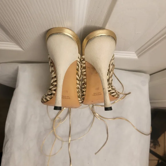 Gucci wrap ankle heel women shoe size 8